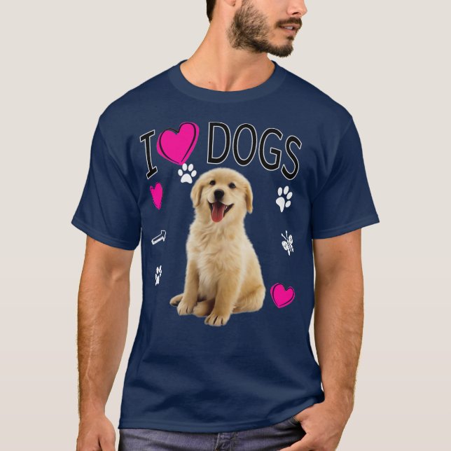 T-shirt I Love Dogs Golden Labrador (Devant)