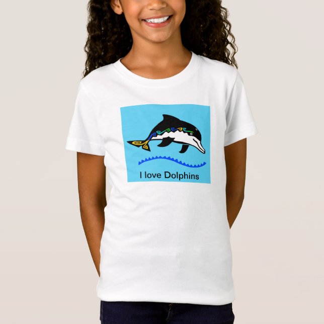 T-Shirt I love DOLPHINS - Ocean Wildlife - Marine blue - (Devant)