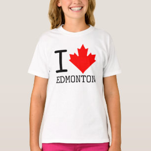 T-shirt I Love Edmonton, Alberta Canada Maple Leaf Girl