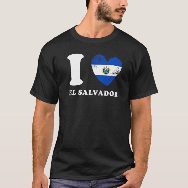 T-shirt I Love El Salvador Heart Flag El Salvador (Devant)
