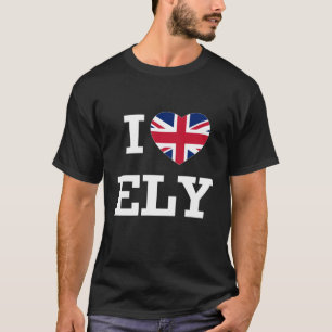 T-shirt I Love Ely England Union Jack Flag Heart Anglais