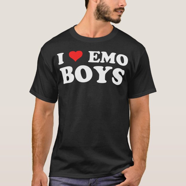 T-shirt I Love Emo Boys Goth Grunge Alt 2000s Punk Scene E (Devant)