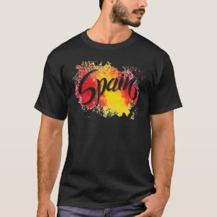 T-shirt I Love Espagne Drapeau Illustration Art Barcelone 