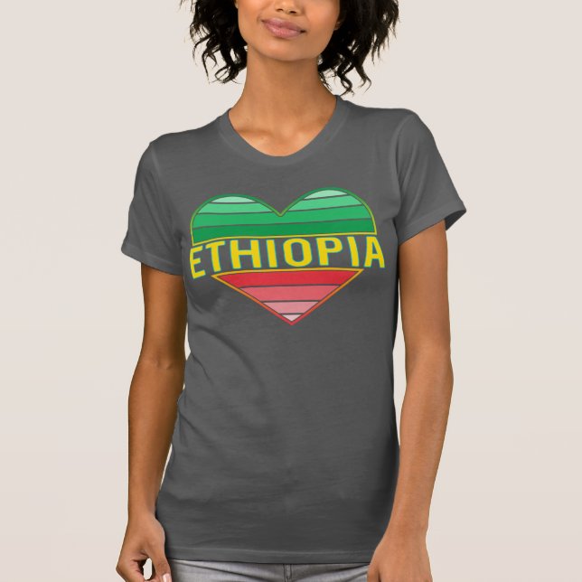T-shirt I Love Ethiopia, Ethiopian Heart (Devant)
