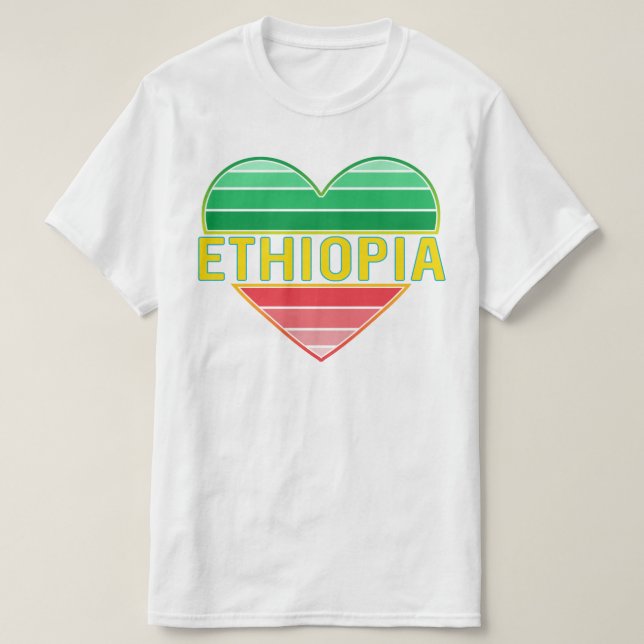 T-shirt I Love Ethiopia, Ethiopian Heart (Design devant)