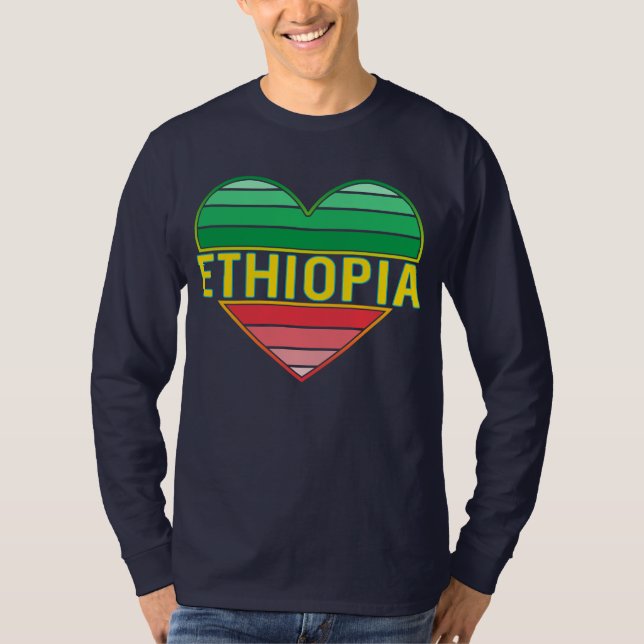 T-shirt I Love Ethiopia, Ethiopian Heart (Devant)