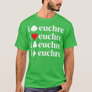 T-shirt I Love Euchre Chemise Femmes Carte Jeu Joueur Mère