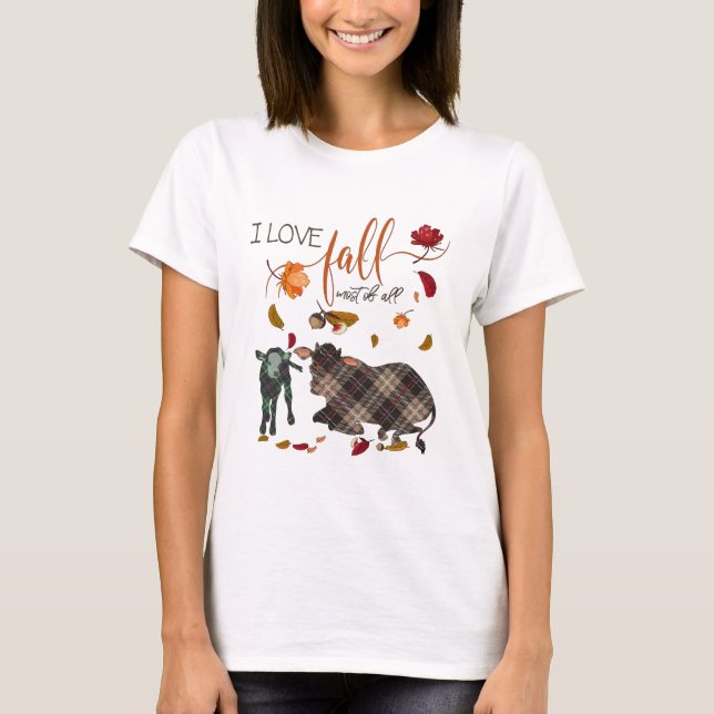 T-shirt I Love Fall for Cow Heifer Lovers (Devant)