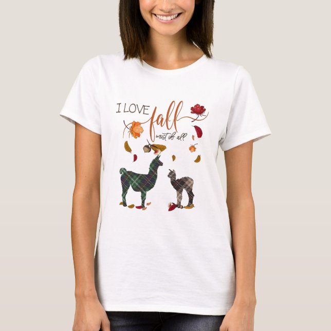 T-shirt I Love Fall for Llama Love (Devant)