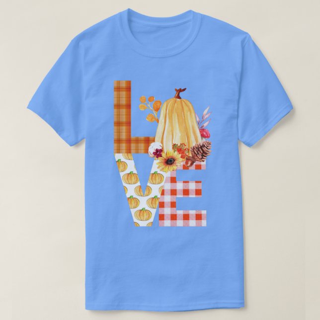 T-shirt I Love Fall Lover Cadeau Orange Aquarelle Pompe (Design devant)