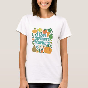 T-shirt I Love Farmer's Markets Turquoise Retro Art
