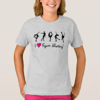 "I Love Figure Skating" Girls T-Shirt/Black & Pink