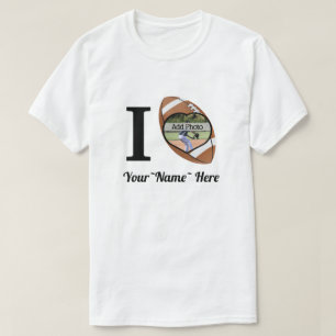 T-shirt I Love Football Ajouter un nom, Heart photo Frame