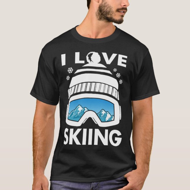 T-shirt I Love Freestyle Skiing Googles Ski Poles Goggles  (Devant)