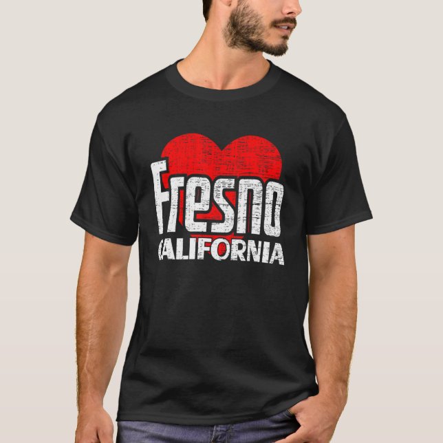 T-shirt I Love Fresno California Retro Big Heart Fresno Va (Devant)