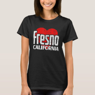 T-shirt I Love Fresno California Retro Big Heart Fresno Va