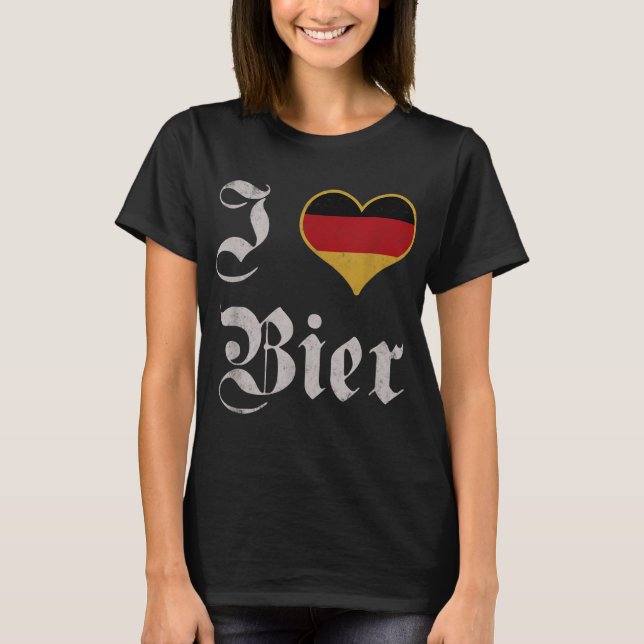 T-shirt I Love German Bier Oktoberfest Munich Boisson Bier (Devant)