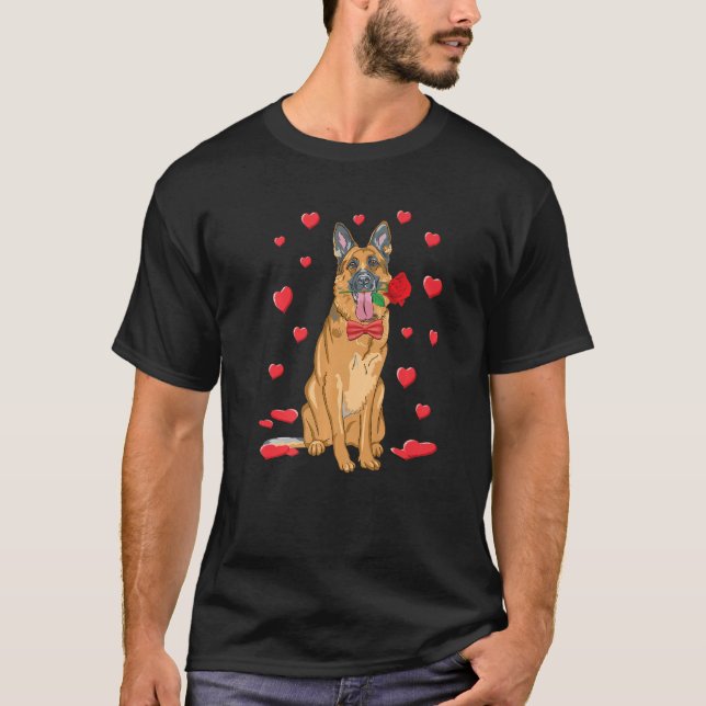 T-shirt I Love German Shepherd Heart Valentines Day Funny  (Devant)