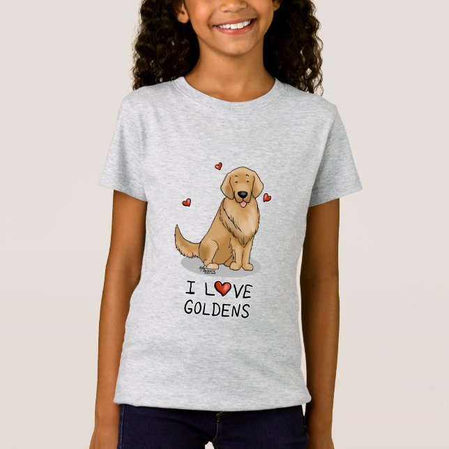 T-Shirt I Love Goldens - I Love Golden Retrievers (Devant)