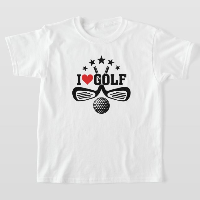T-shirt I Love Golf, Crossed Golf Clubs et Golf Ball (Poser)