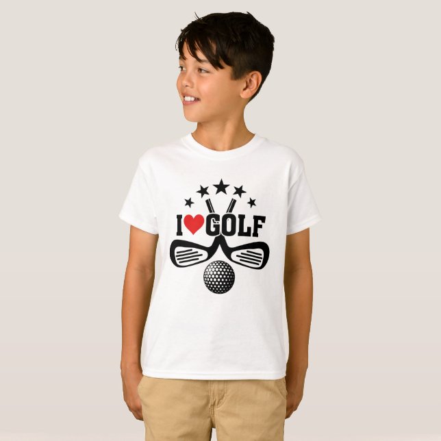 T-shirt I Love Golf, Crossed Golf Clubs et Golf Ball (Devant entier)