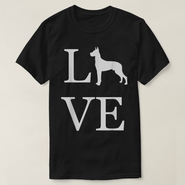 T-shirt I Love Great Dane Dog Lover White Graphic Design P (Design devant)