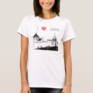 T-shirt I Love Grodno Belarus Architecture Sketch Castle
