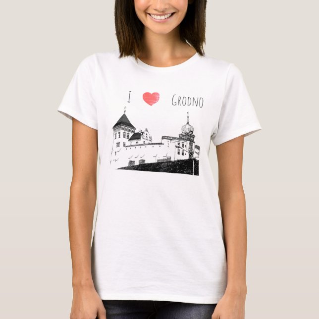 T-shirt I Love Grodno Belarus Architecture Sketch Castle (Devant)