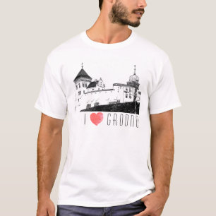 T-shirt I Love Grodno Belarus Architecture Sketch Castle