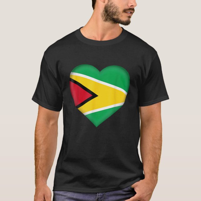 T-shirt I Love Guyana Guyanese Flag (Devant)