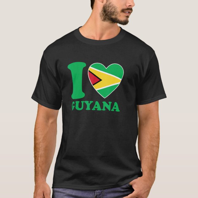 T-shirt I Love Guyana Heart Flag  Quote (Devant)