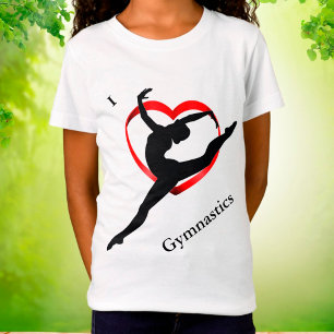 T-Shirt I Love Gymnastique Heart Tee for Girls