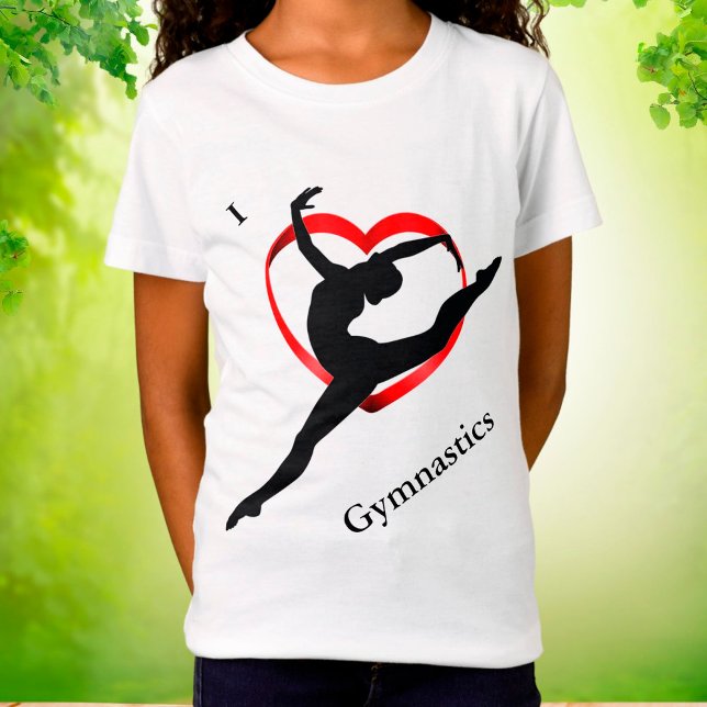 T-Shirt I Love Gymnastique Heart Tee for Girls (Créateur téléchargé)
