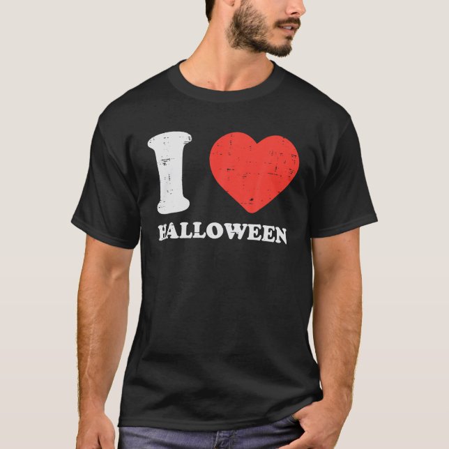 T-shirt I Love Halloween Coeur mignon Halloween Hommes Fem (Devant)