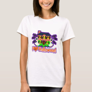 T-shirt I Love Halloween Haunted House Epic Illustration