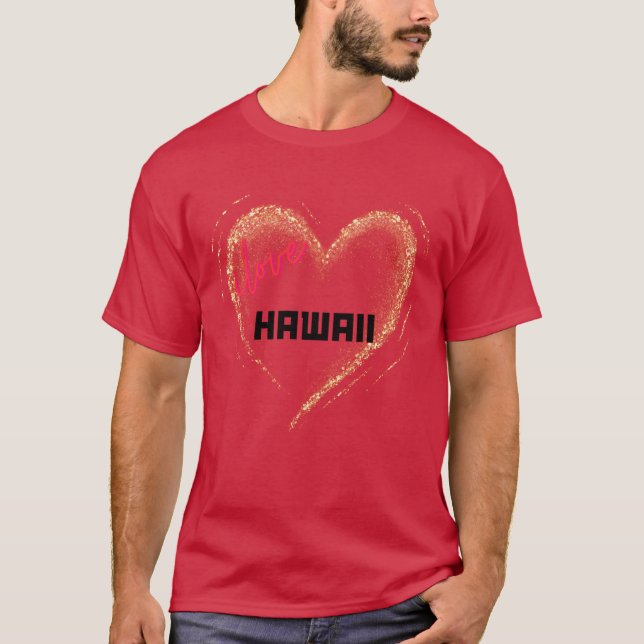 T-shirt I Love Hawaii Gold Heart (Devant)