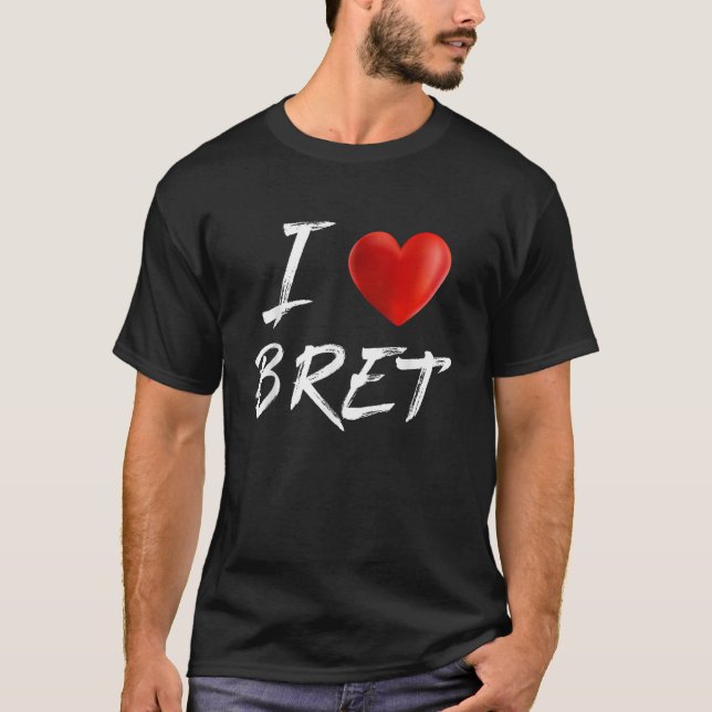 T-shirt I Love Heart BRET Nom de famille (Devant)