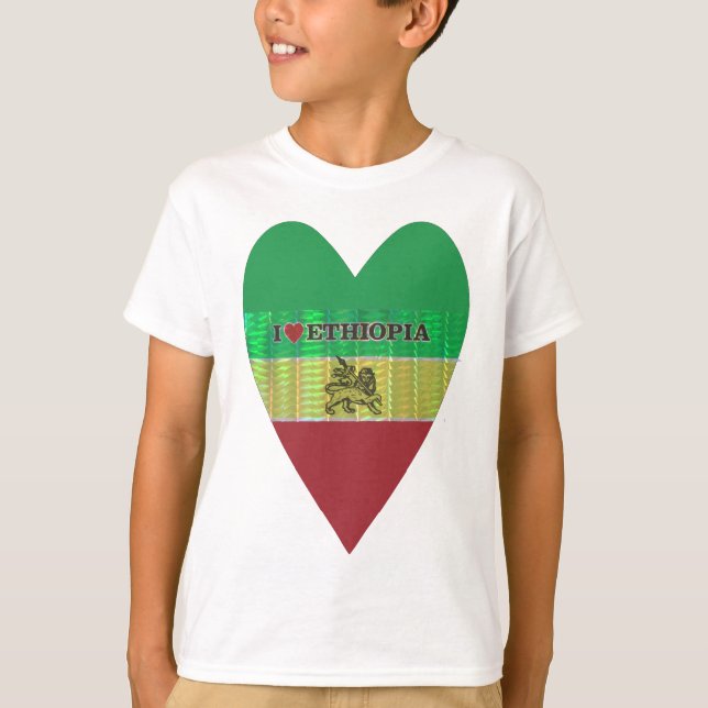 T-shirt I Love Heart Ethiopie : Drapeau Art Motif (Devant)