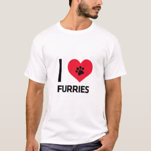 T-shirt I Love Heart Furry Empreinte de patte Cute Animaux