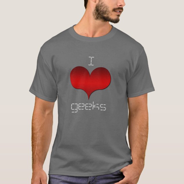 T-shirt I Love (Heart) Geek Dark Men's Tee (Devant)