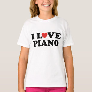 T-shirt I Love Heart Piano Music Cadeaux