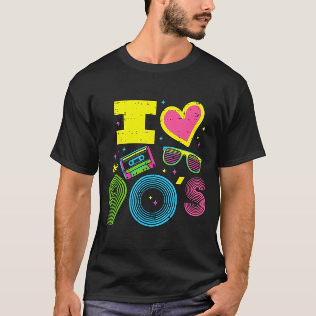 T-shirt I Love Heart The 90s Retro Throwback Vibes Women M (Devant)