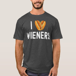 T-shirt I Love Heart Wieners Funny Hot Dog Cookout
