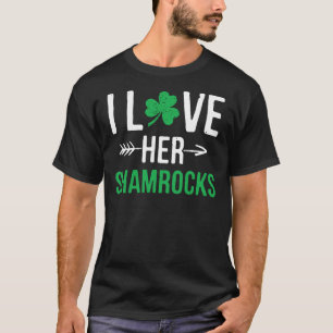T-shirt I Love Her Shamrock St Patrick's Day Couples Gif