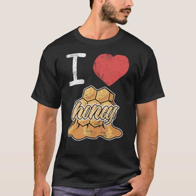T-shirt I Love Honey Beekeeper Beekeeping Honeycomb (Devant)