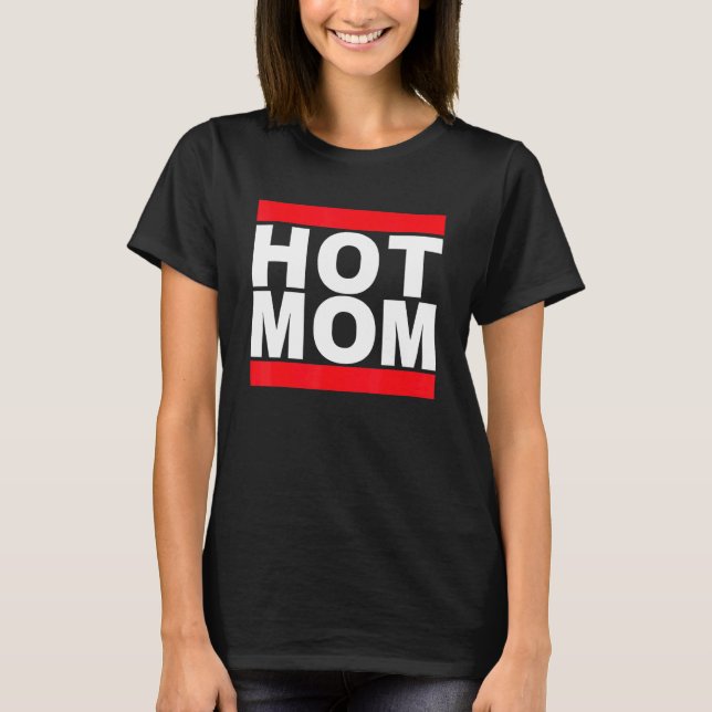 T-shirt I Love Hot Moms Retro 80s Music Love Mom Graphic (Devant)
