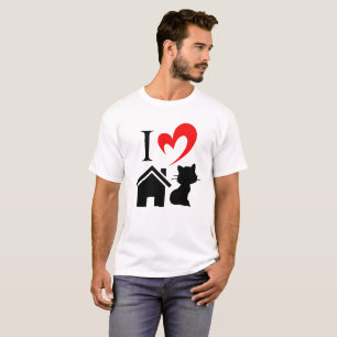 T-shirt I Love House Chat coeur Valentines jour Chat Loves