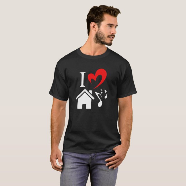 T-shirt I Love House Musique coeur musique Valentines Day (Devant entier)