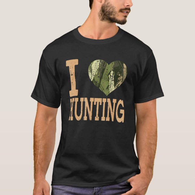 T-shirt I Love Hunter Camo Heart Hunter (Devant)