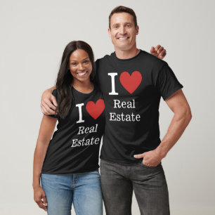 T-shirt I ❤️ Love Immobilier CUSTOM Noir